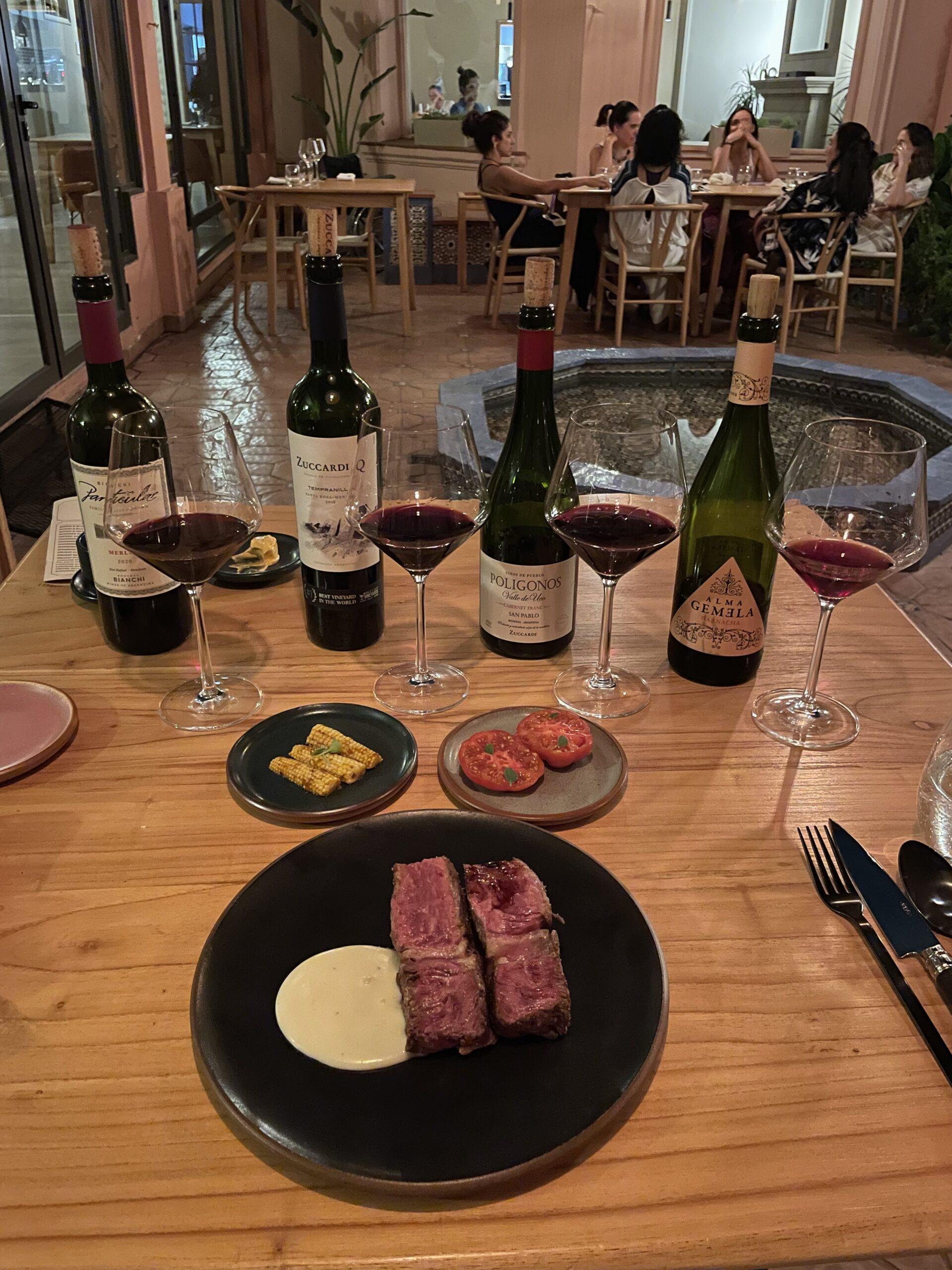 Sommelier Tristan tasting good wine and food pairing