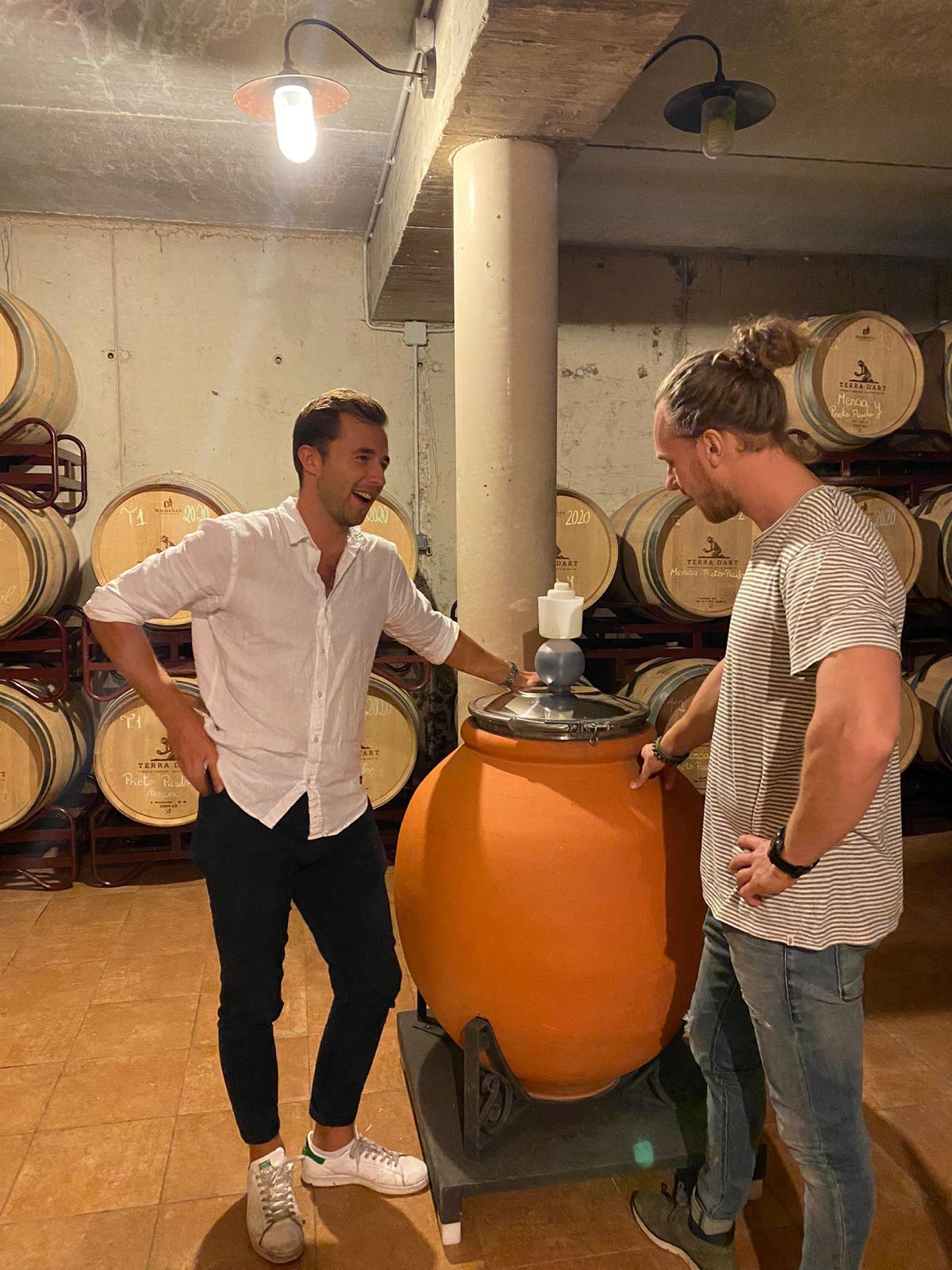 Sommelier Tristan tasting wines in cellar in Valencia